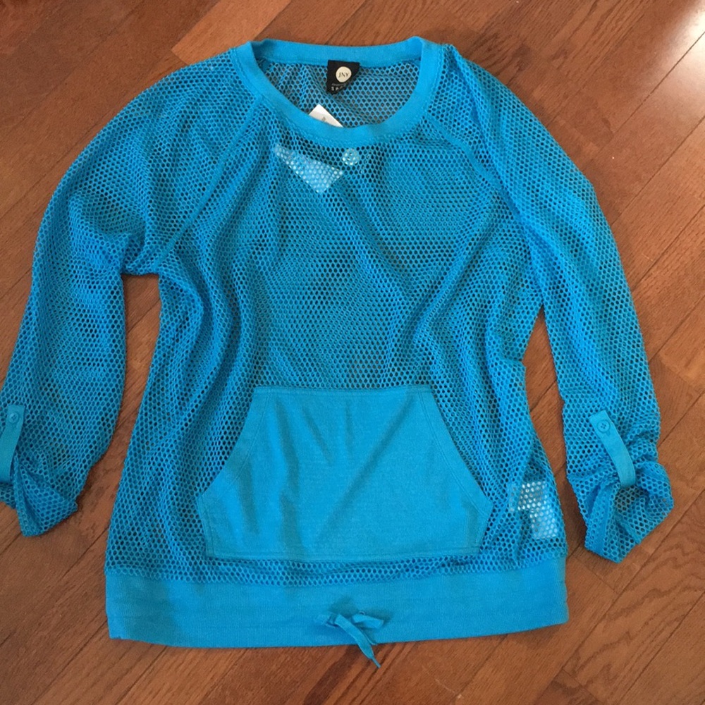 NFS-JNY JONES NEW YORK SPORT Mesh Top Cover Up Swim Beach Pool Fun Active Sport